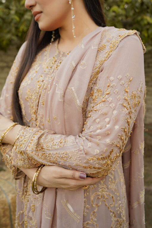 GOWN Dusty Rose Khushboo BLACKWOOD CRINKLE CHIFFON - Image 2