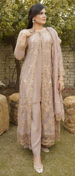 GOWN Dusty Rose Khushboo BLACKWOOD CRINKLE CHIFFON