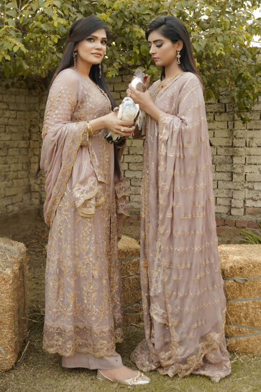GOWN Dusty Rose Khushboo BLACKWOOD CRINKLE CHIFFON - Image 6