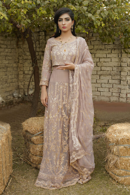 GOWN Dusty Rose Khushboo BLACKWOOD CRINKLE CHIFFON - Image 8