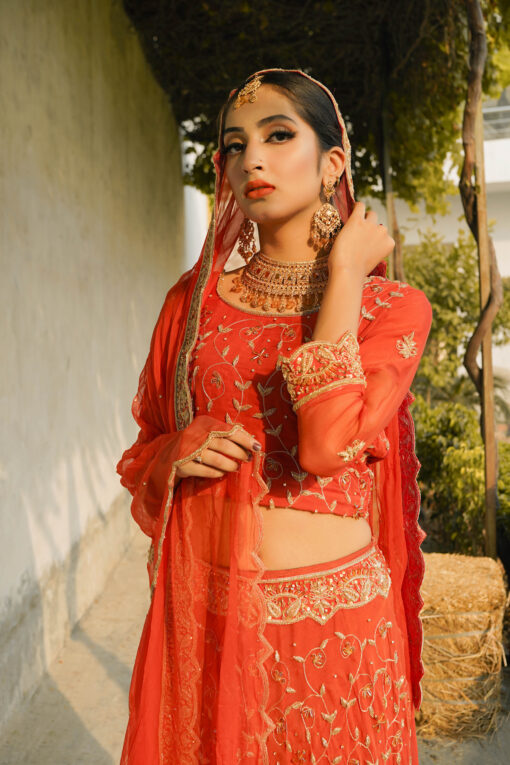 Rameen Red Lehnga
