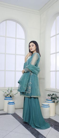 Mint Green Organza EMBROIDERED BR800311