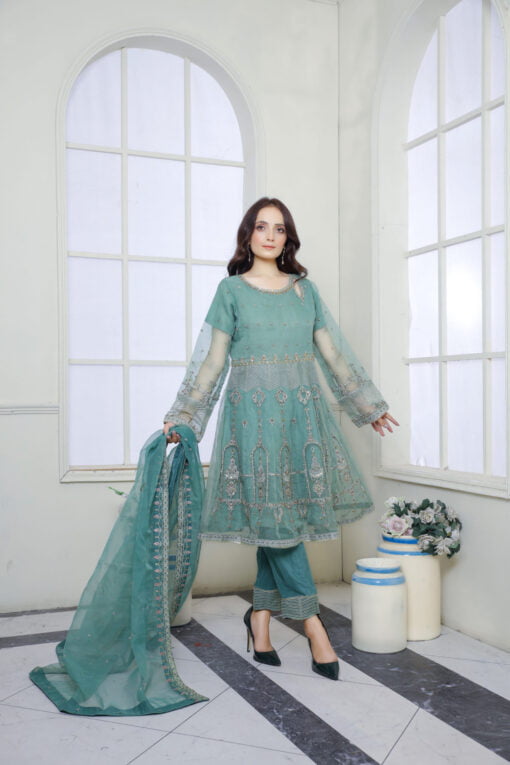 Mint Green Organza EMBROIDERED BR800310