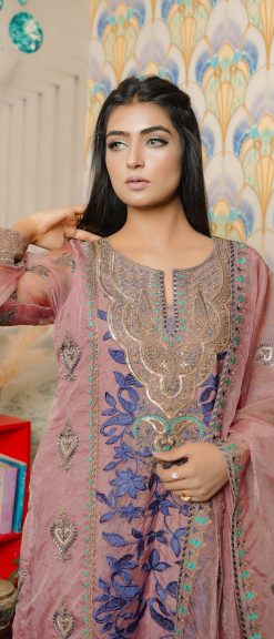 Tea Pink Airline Shirt Sequence Embroidery