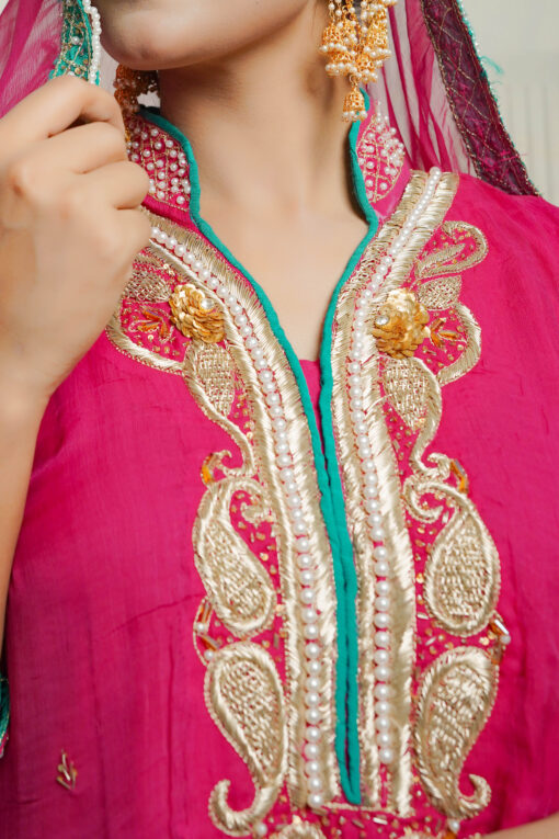 Deep Pink Hand Zari Work - Image 5