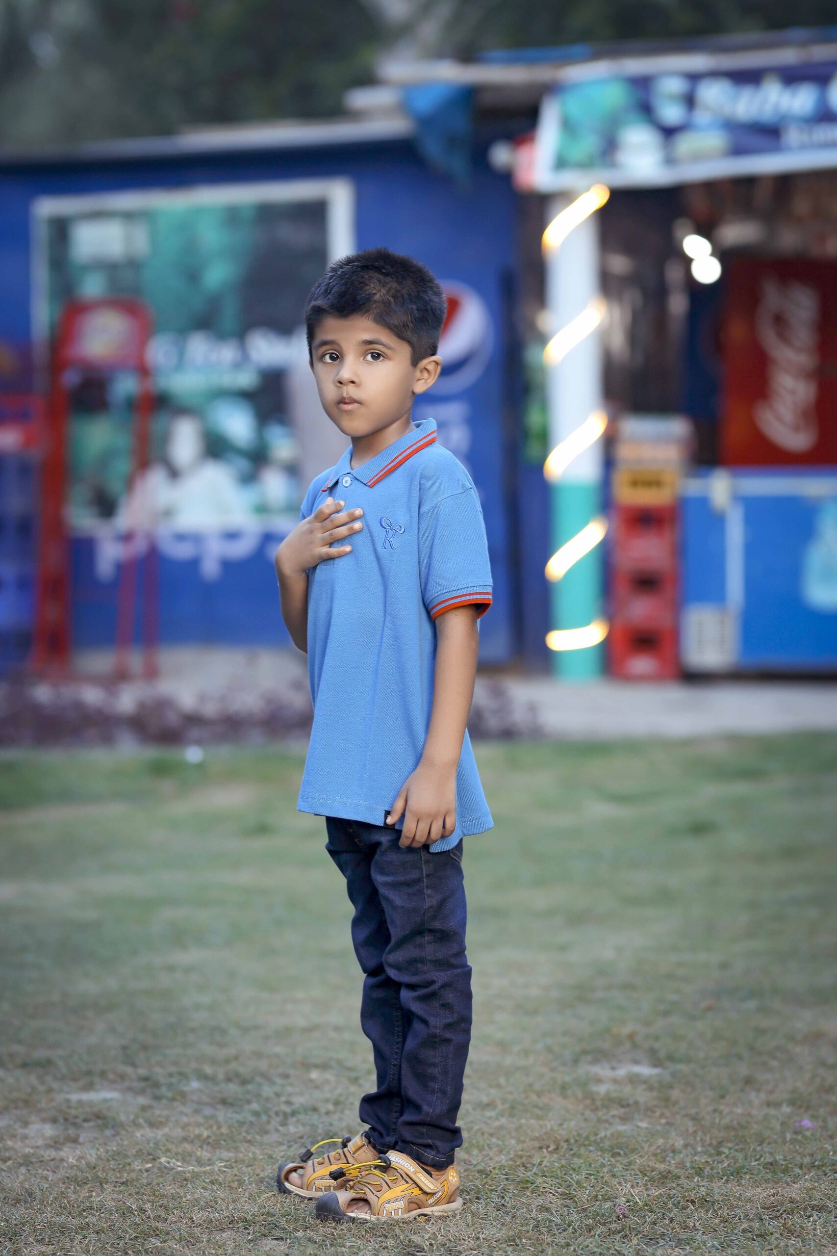 Deep Sky-Blue Polo kids Shirt