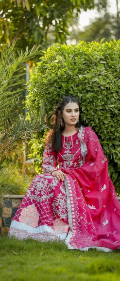 Deep Pink Maxi Sequence Embroidery